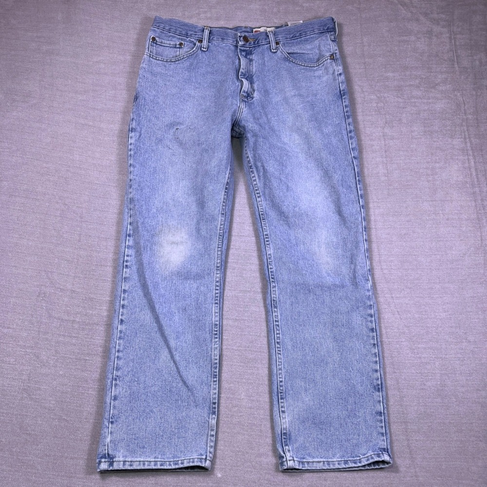 Wrangler Regular Fit Mid Rise Jeans Mens 36x30 Light Wash Blue Cotton 109TRGCAW